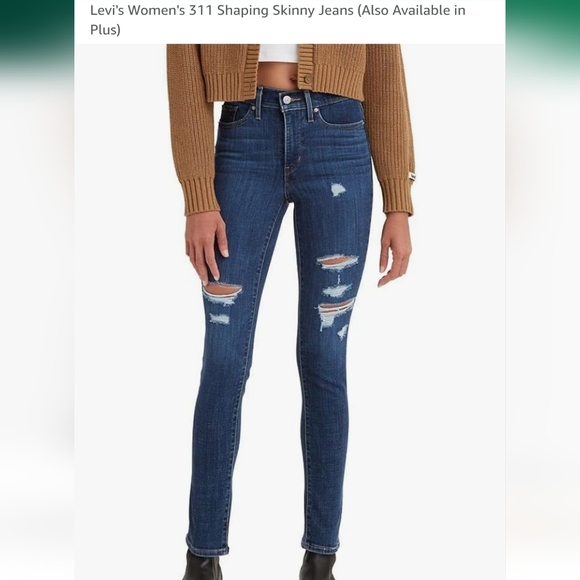 Levi's 311 Shaping Skinny dark wash denim destructed jeans Women's size 29 - Picture 11 of 12